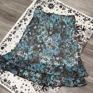 VTG 90s Ralph Lauren Richard New Y2K Floral Midi Flowy Mesh Overlay Skirt Large